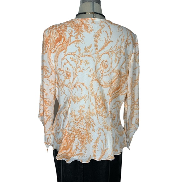 Gorgeous Elegant Orange and White 3/4 bell Sleeves Size XL - Picture 2 of 12